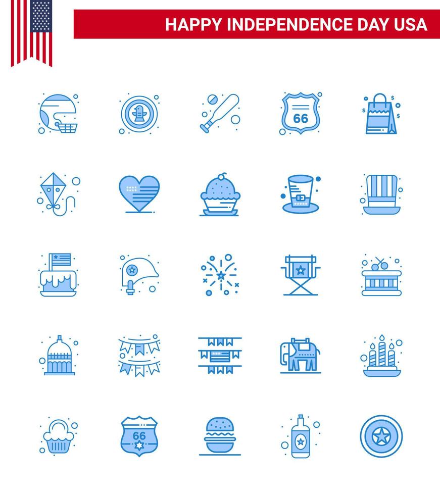 voorraad vector icoon pak van Amerikaans dag 25 blauw tekens en symbolen voor Amerikaans schild viering veiligheid knuppel bewerkbare Verenigde Staten van Amerika dag vector ontwerp elementen
