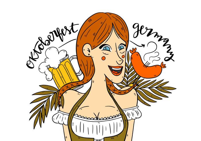 Leuke Duitse Oktoberfest Meisje Vector