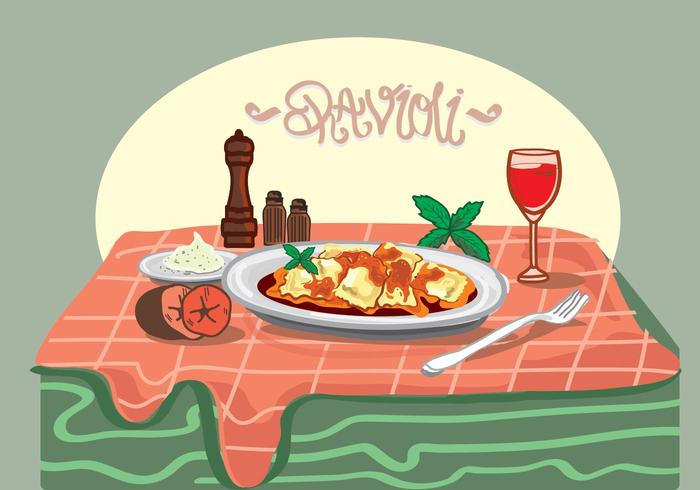 Ravioli Pasta Vectorillustratie vector