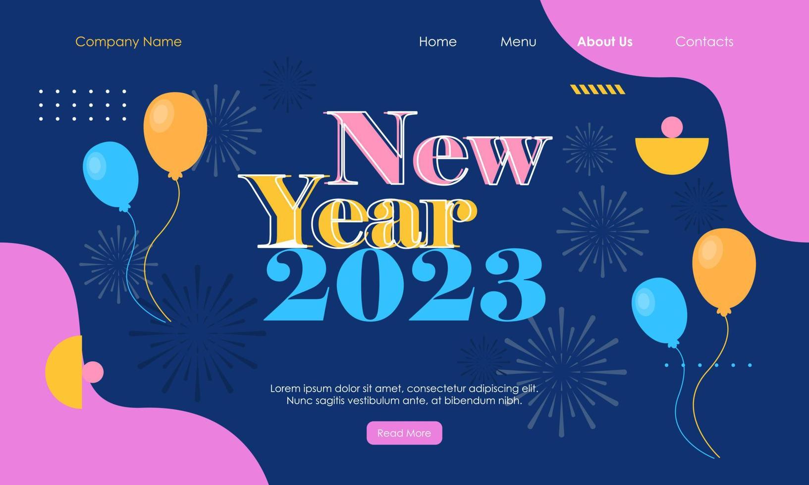gelukkig nieuw jaar 2023 viering landen bladzijde vector