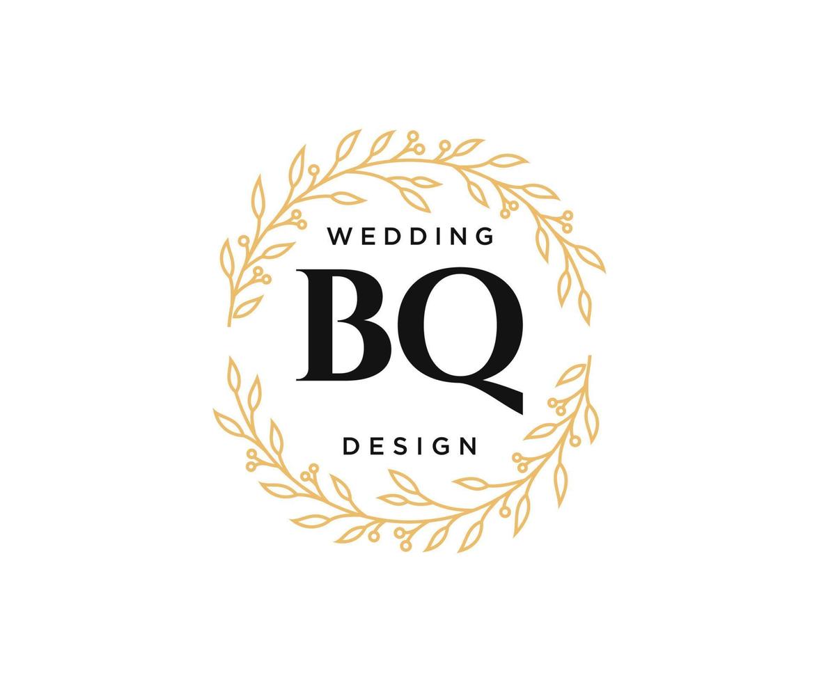 bq initialen brief bruiloft monogram logos verzameling, hand- getrokken modern minimalistisch en bloemen Sjablonen voor uitnodiging kaarten, opslaan de datum, elegant identiteit voor restaurant, boetiek, cafe in vector