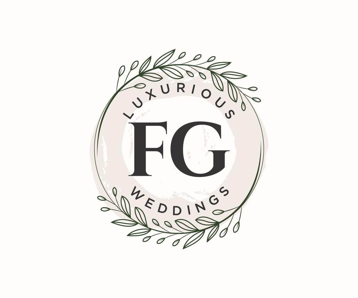 fg initialen brief bruiloft monogram logos sjabloon, hand- getrokken modern minimalistisch en bloemen Sjablonen voor uitnodiging kaarten, opslaan de datum, elegant identiteit. vector