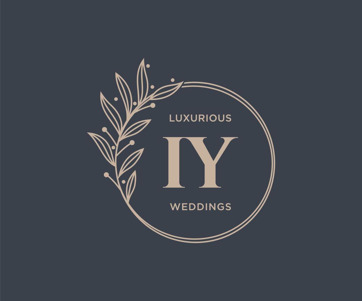 iy initialen brief bruiloft monogram logos sjabloon, hand- getrokken modern minimalistisch en bloemen Sjablonen voor uitnodiging kaarten, opslaan de datum, elegant identiteit. vector