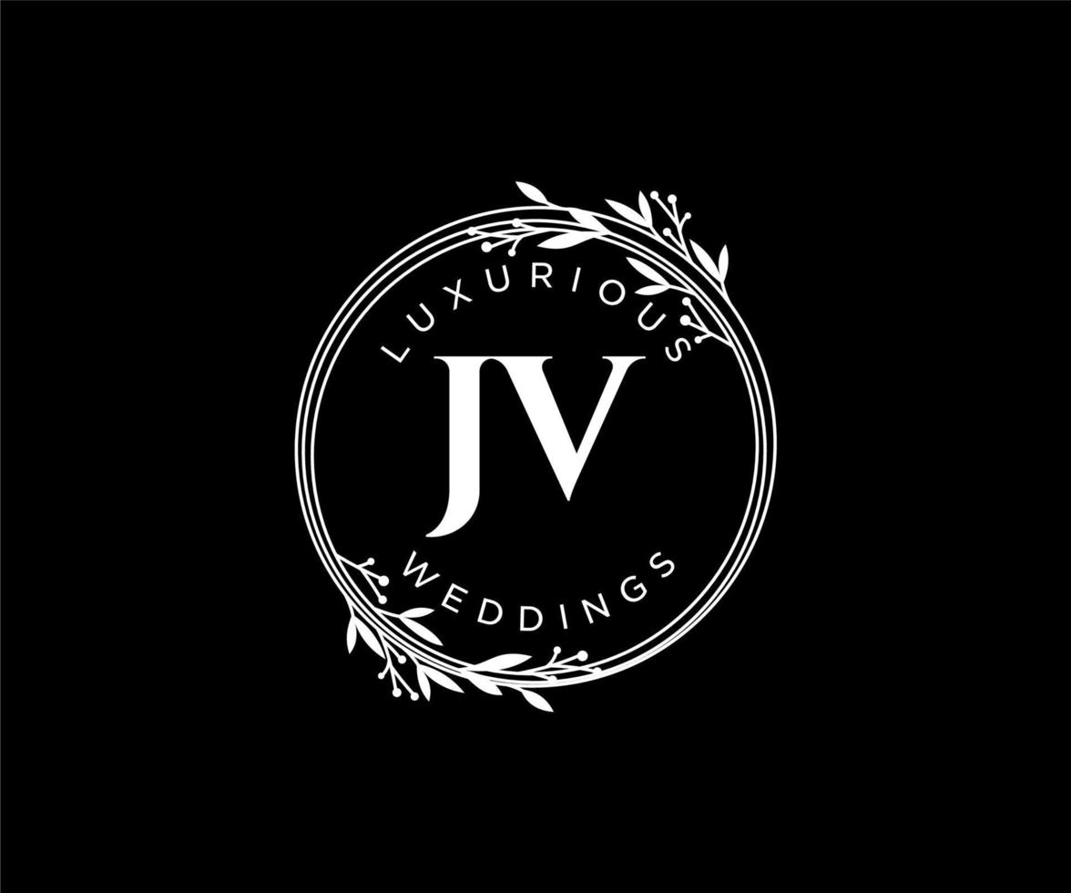 jv initialen brief bruiloft monogram logos sjabloon, hand- getrokken modern minimalistisch en bloemen Sjablonen voor uitnodiging kaarten, opslaan de datum, elegant identiteit. vector