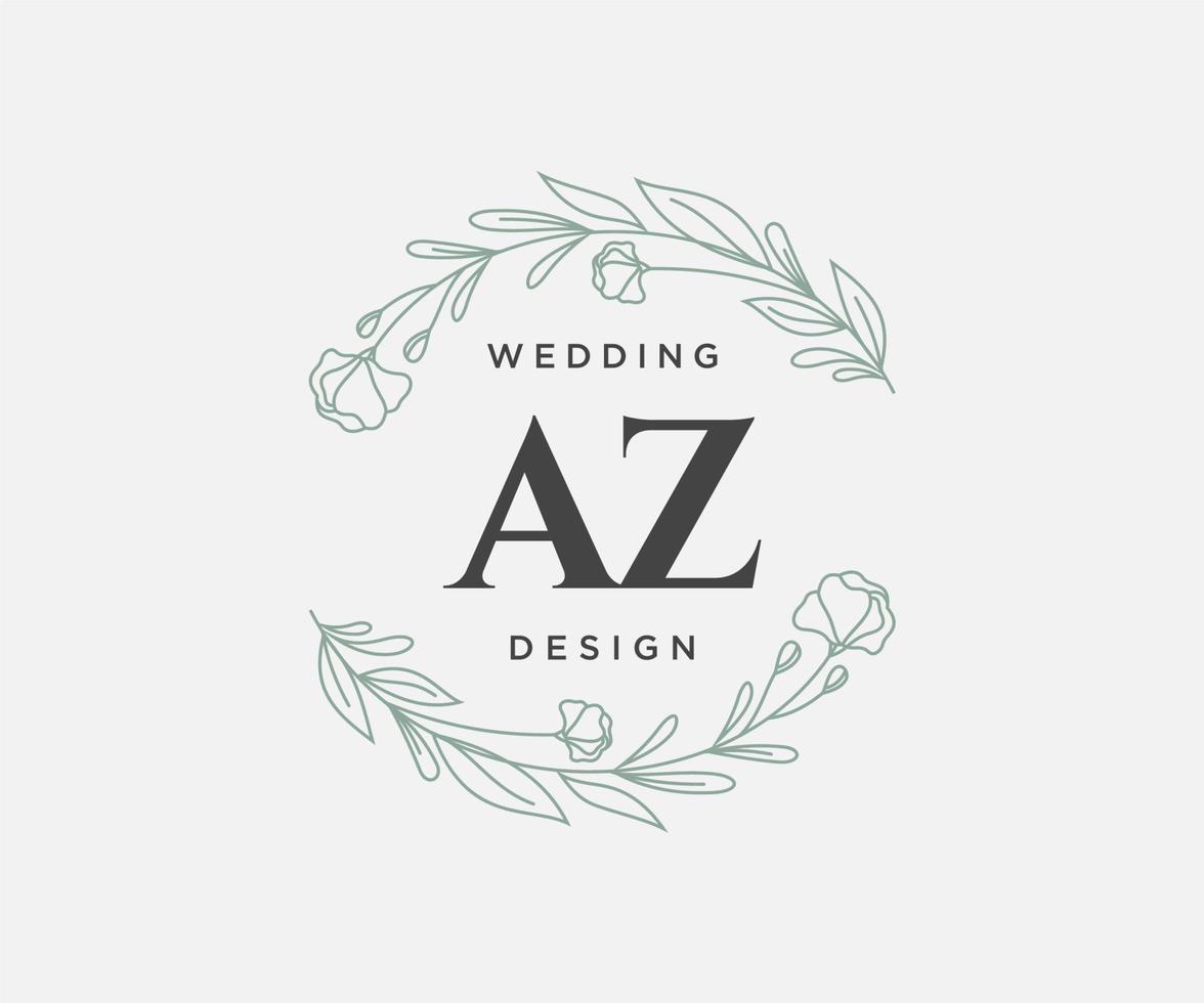 az initialen brief bruiloft monogram logos verzameling, hand- getrokken modern minimalistisch en bloemen Sjablonen voor uitnodiging kaarten, opslaan de datum, elegant identiteit voor restaurant, boetiek, cafe in vector