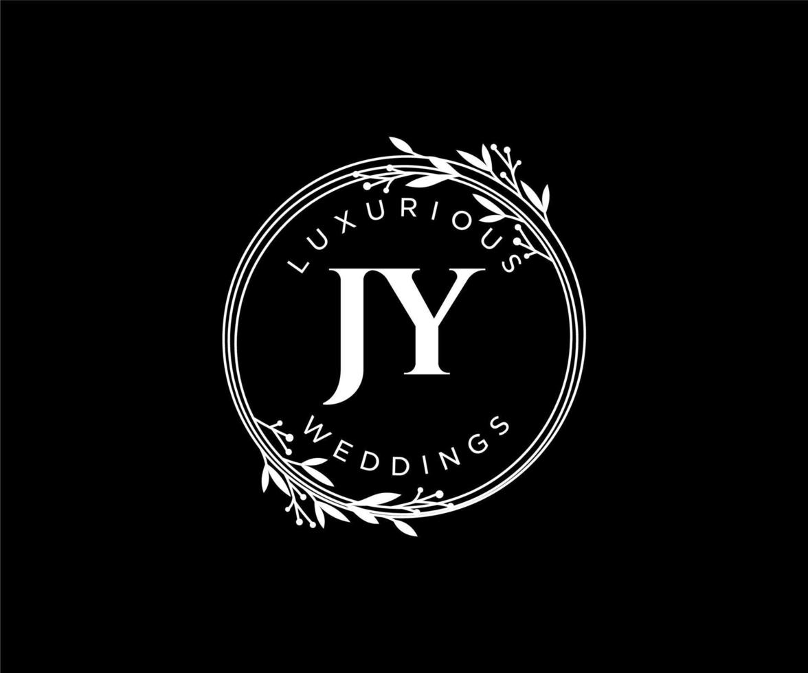 jy initialen brief bruiloft monogram logos sjabloon, hand- getrokken modern minimalistisch en bloemen Sjablonen voor uitnodiging kaarten, opslaan de datum, elegant identiteit. vector