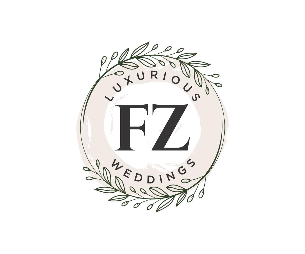 fz initialen brief bruiloft monogram logos sjabloon, hand- getrokken modern minimalistisch en bloemen Sjablonen voor uitnodiging kaarten, opslaan de datum, elegant identiteit. vector