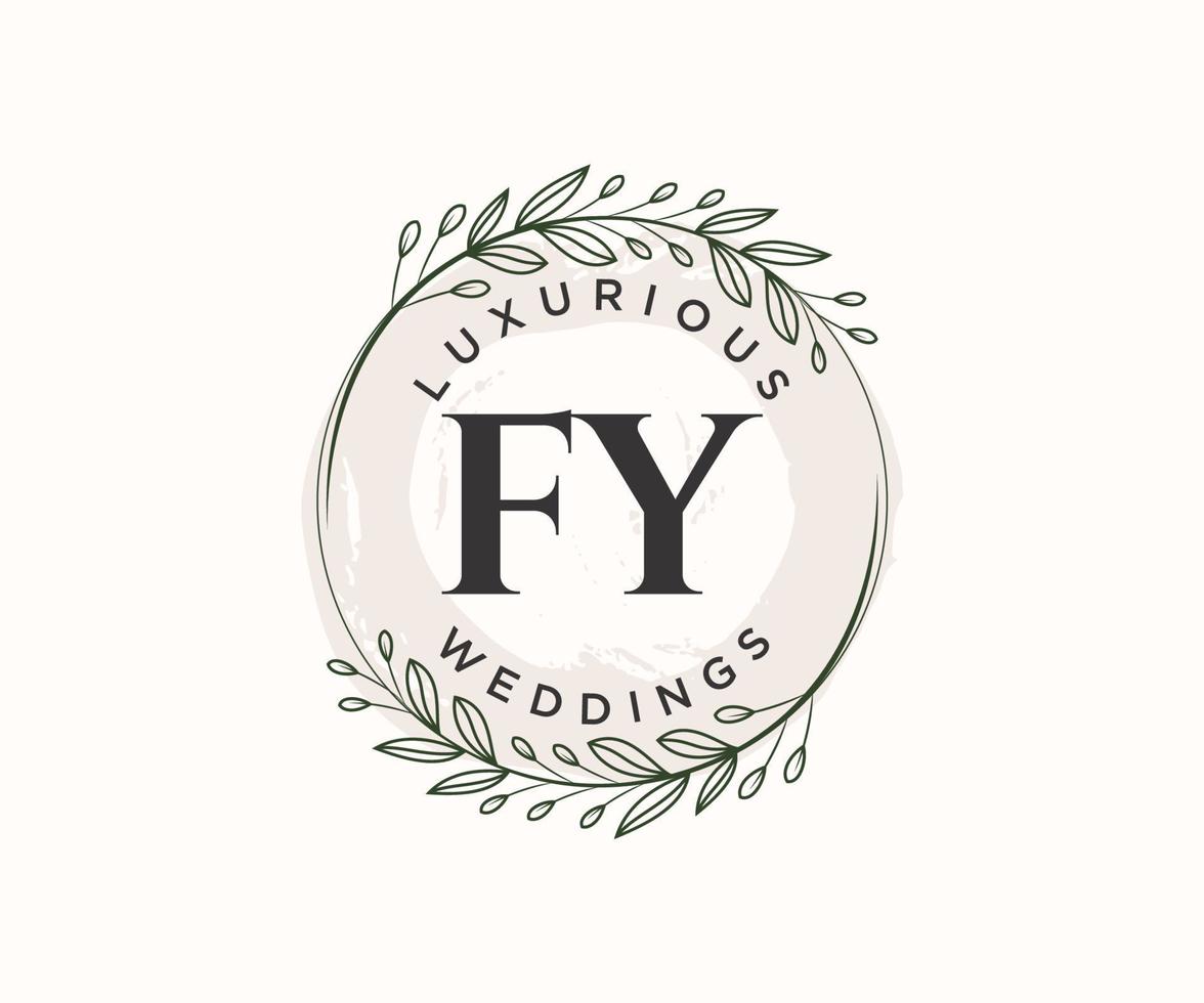 fy initialen brief bruiloft monogram logos sjabloon, hand- getrokken modern minimalistisch en bloemen Sjablonen voor uitnodiging kaarten, opslaan de datum, elegant identiteit. vector