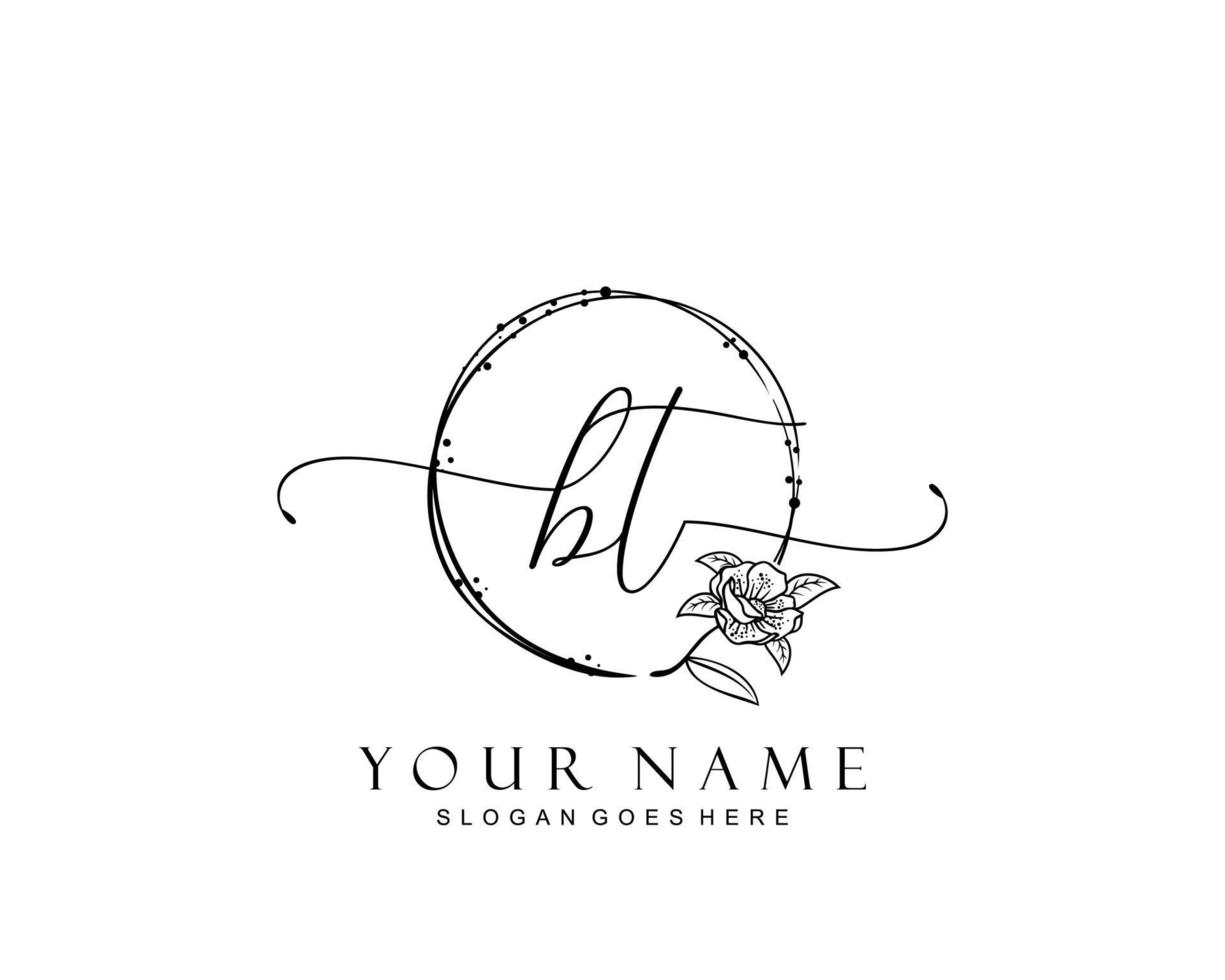 eerste bt schoonheid monogram en elegant logo ontwerp, handschrift logo van eerste handtekening, bruiloft, mode, bloemen en botanisch met creatief sjabloon. vector