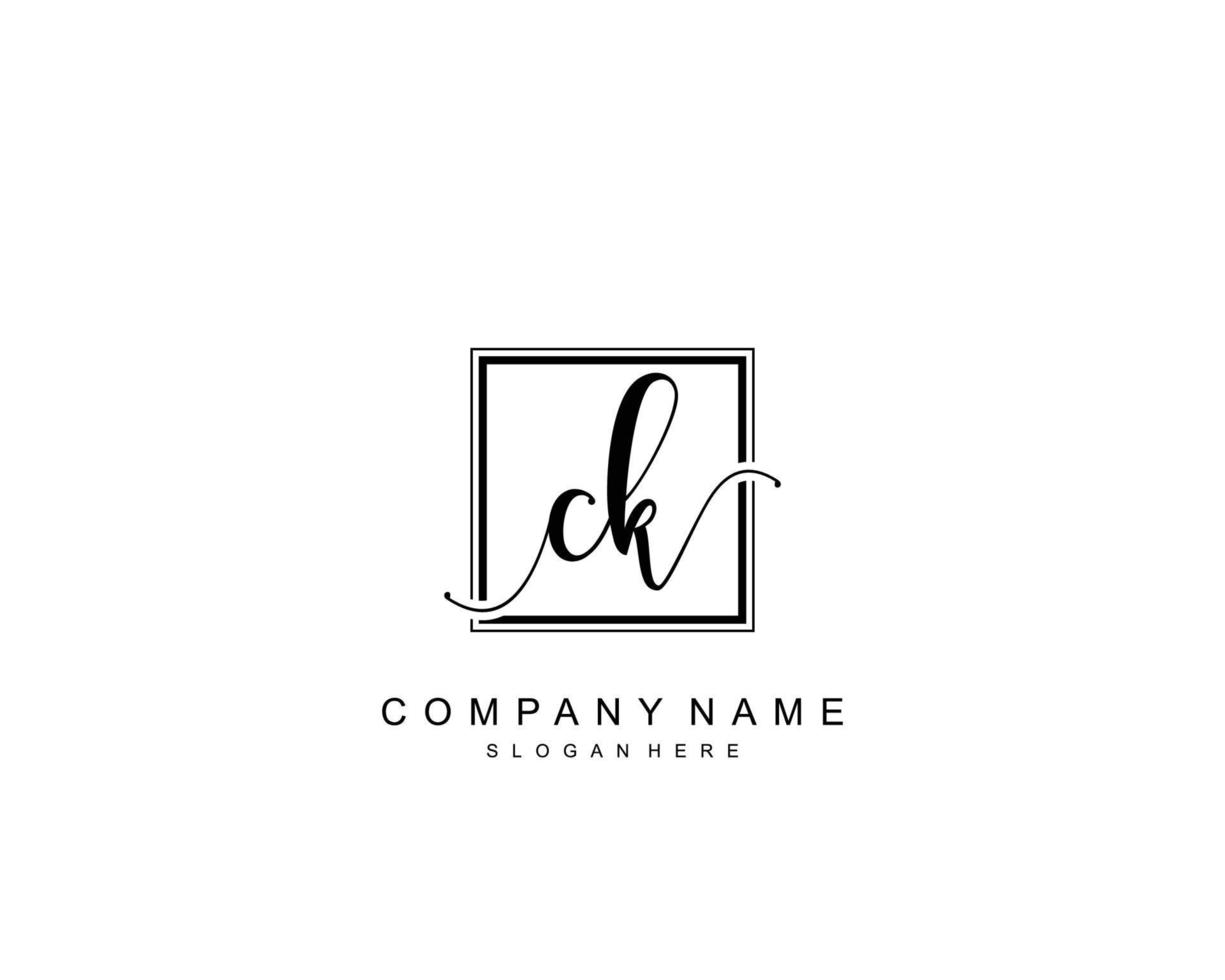 eerste ck schoonheid monogram en elegant logo ontwerp, handschrift logo van eerste handtekening, bruiloft, mode, bloemen en botanisch met creatief sjabloon. vector