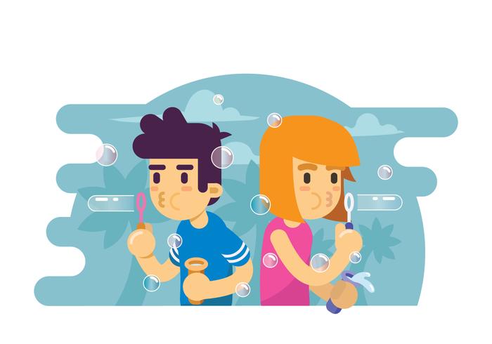 Twee Kinderen Spelen Bubble Blower Illustratie vector