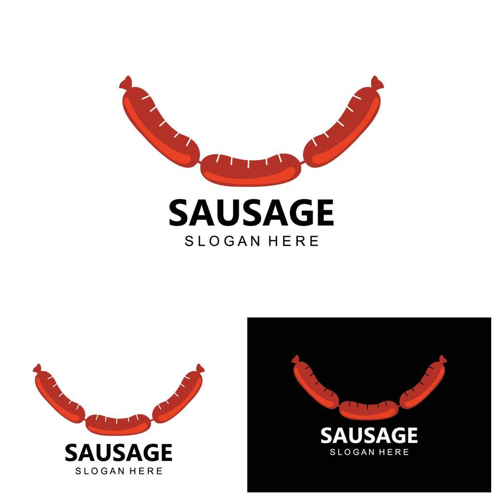 worst logo, modern voedsel vector, ontwerp voor rooster voedsel merken, barbecue, worst winkel, hotdog vector