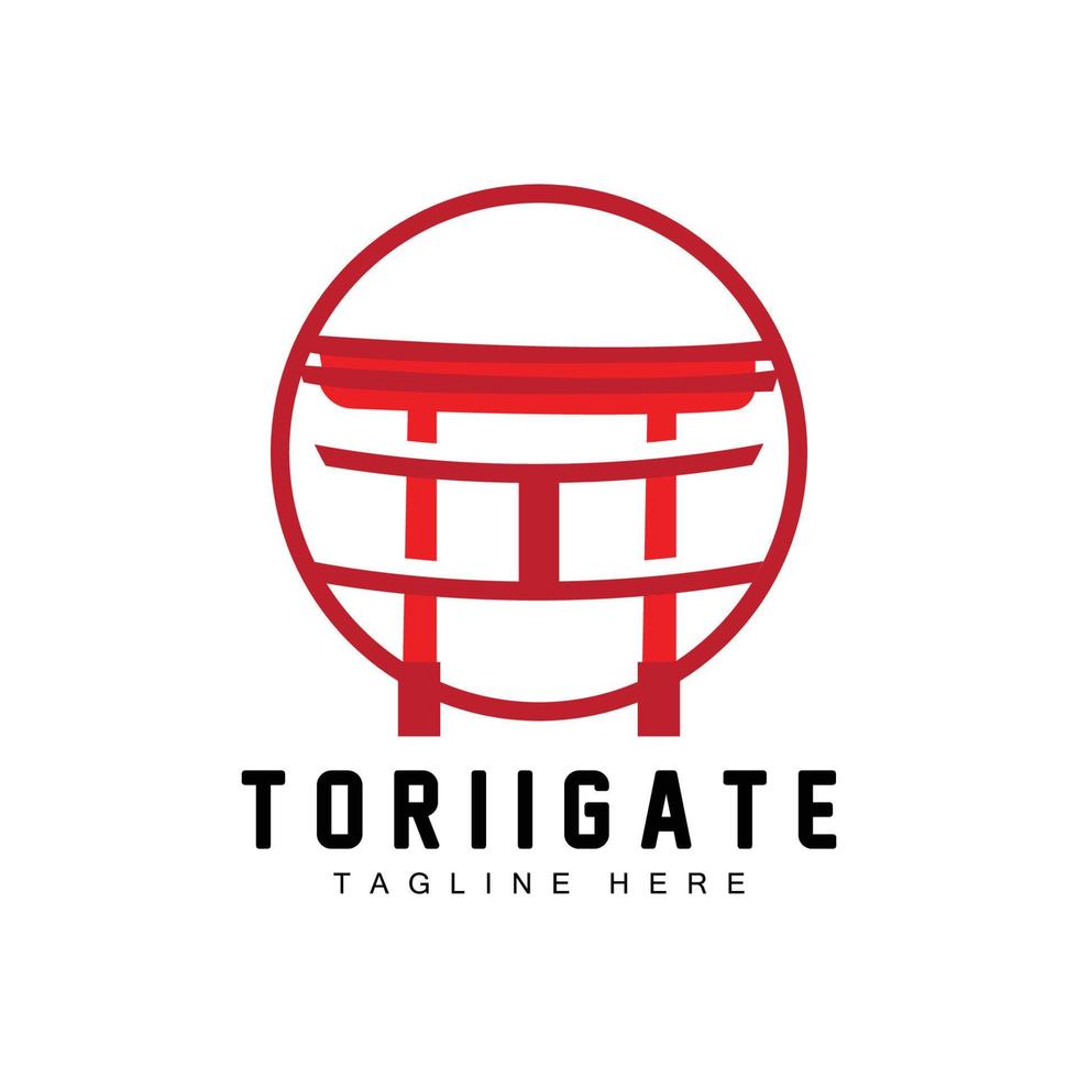 torii poort logo, Japans geschiedenis poort icoon vector, Chinese illustratie, houten ontwerp bedrijf merk sjabloon vector