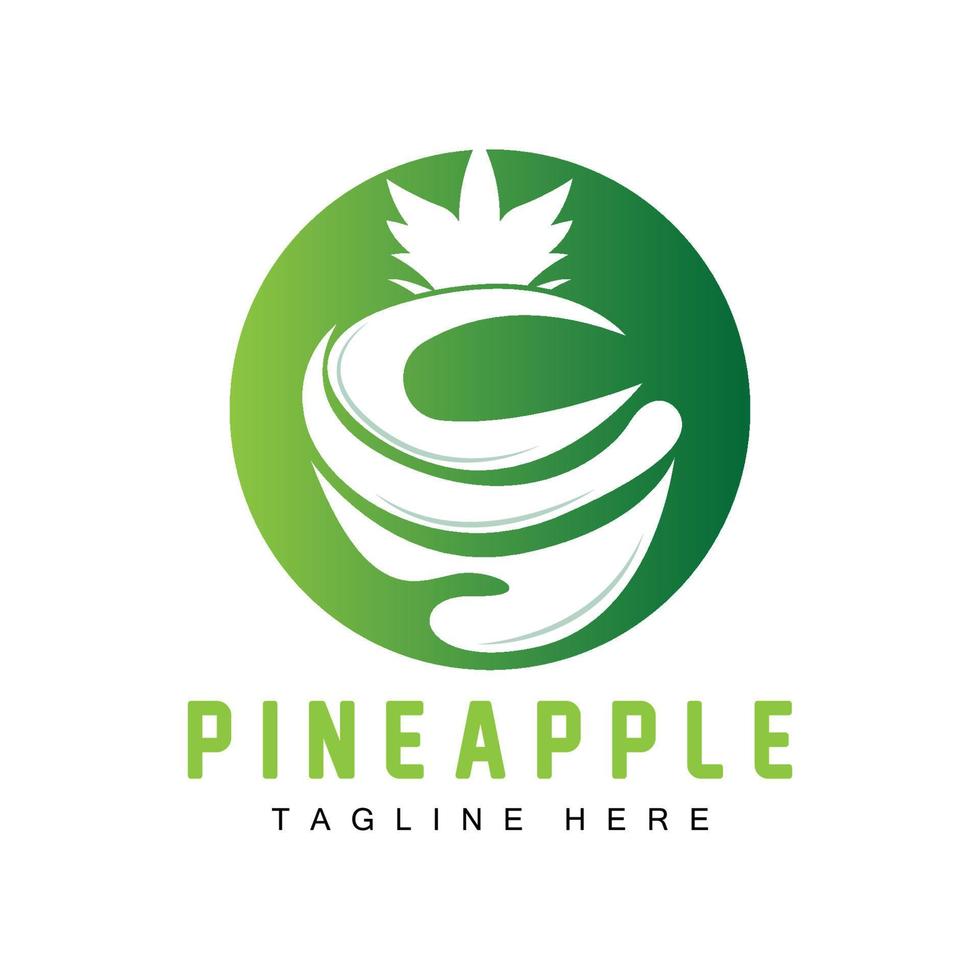 ananas logo ontwerp, vers fruit vector, plantage illustratie, fruit Product merk etiket vector