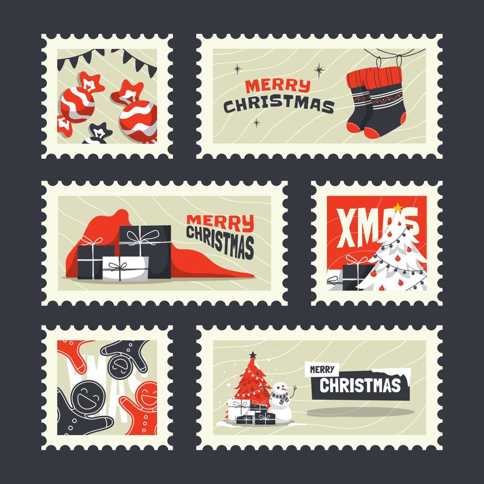 Kerstmis postzegel sticker vector