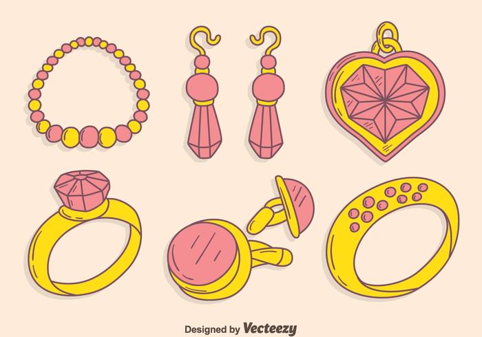 Hand getekende sieraden collectie vector