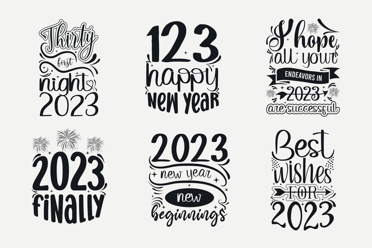 nieuw jaar SVG bundel, gelukkig nieuw jaar SVG citaten, nieuw jaar typografie t-shirt ontwerp, SVG besnoeiing bestanden vector