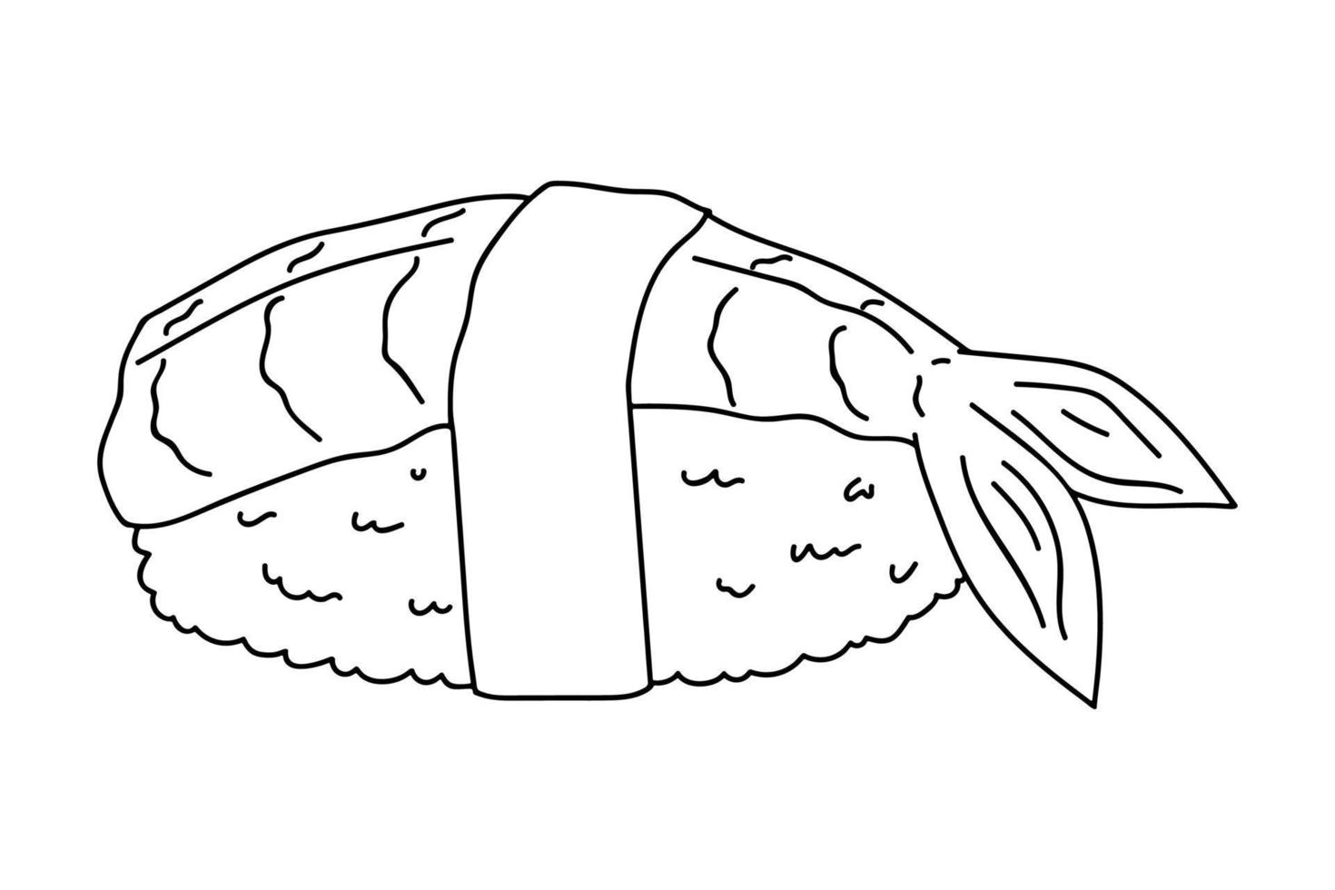 hand- getrokken sushi clip art. Japans traditioneel keuken borden. Aziatisch voedsel vector