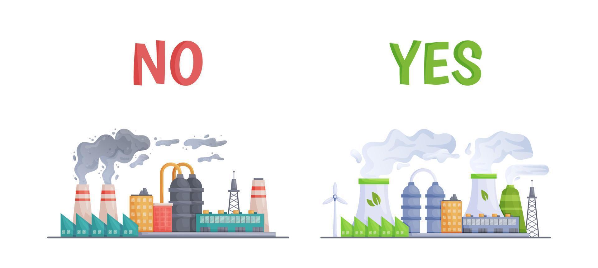 industrieel onderneming met een pijp. energiebesparend systeem. vector