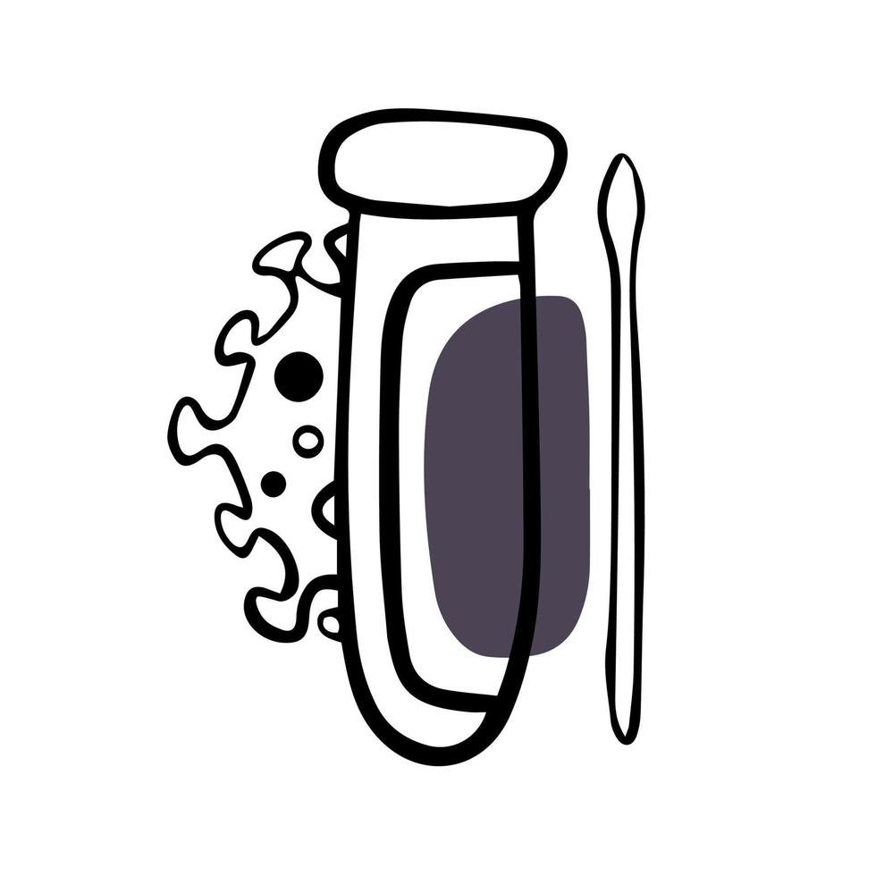 tekening test buis met coronovirus met pcr vector