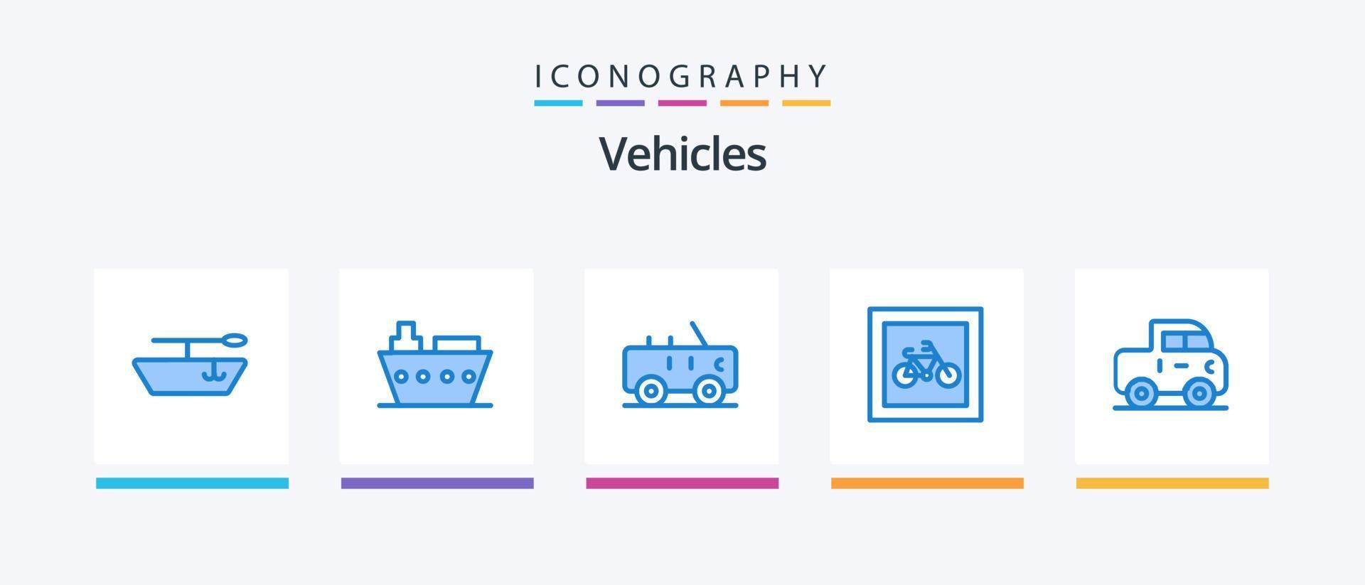 voertuigen blauw 5 icoon pak inclusief . oppakken. auto. jeep. voertuigen. creatief pictogrammen ontwerp vector