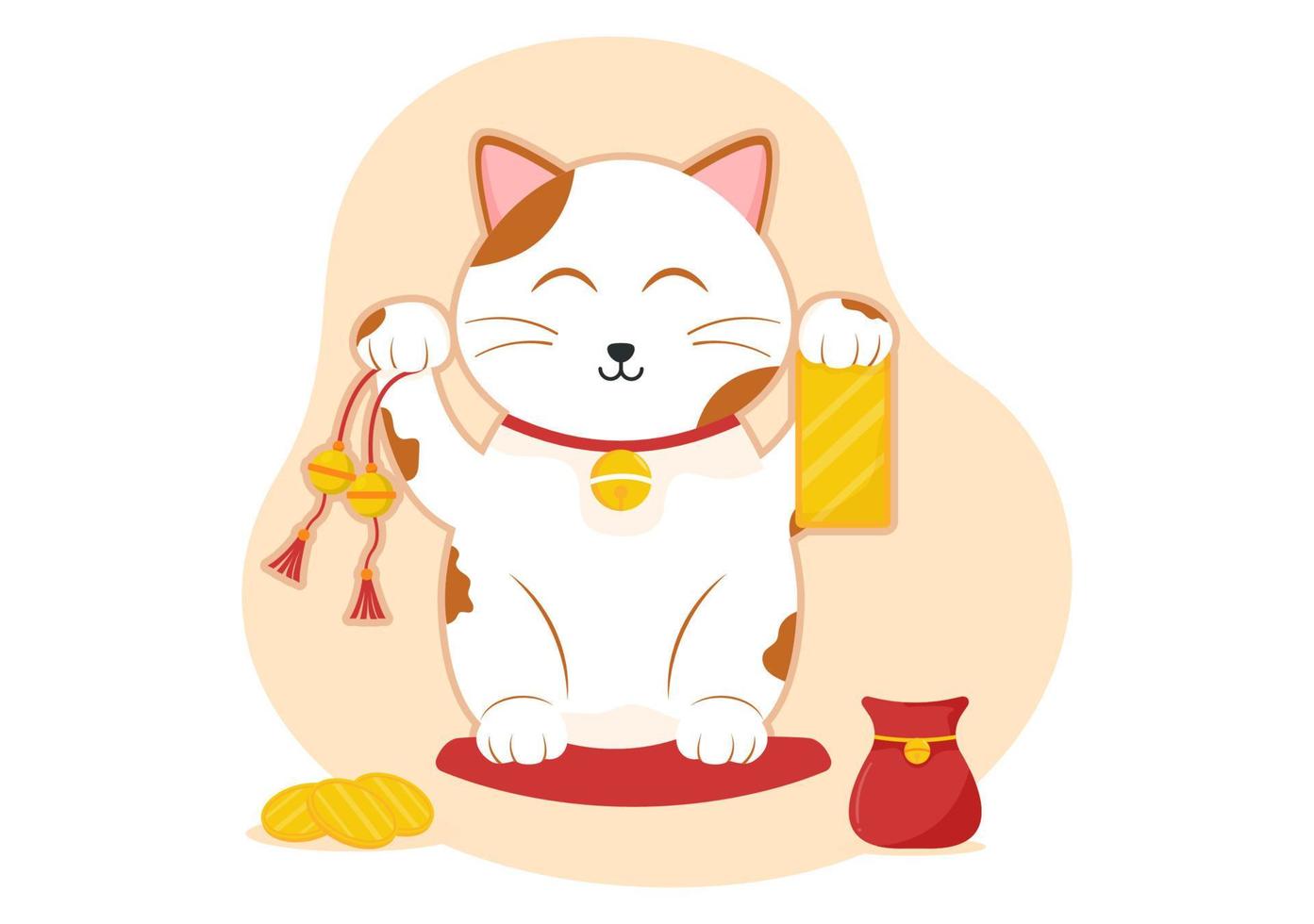 feng shui oosters filosofie met schattig kat en planten voor positief energie van vijf elementen in vlak tekenfilm hand- getrokken Sjablonen illustratie vector