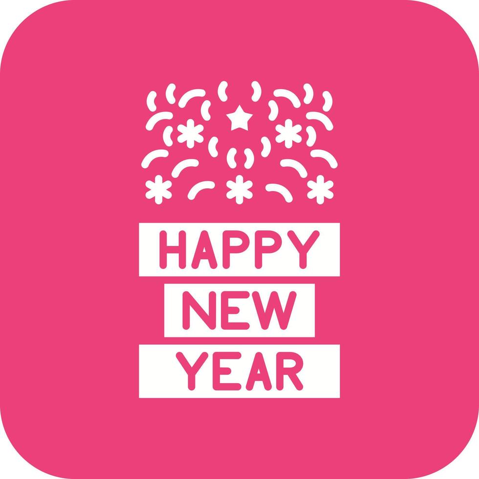 gelukkig nieuw jaar glyph ronde hoek achtergrond icoon vector