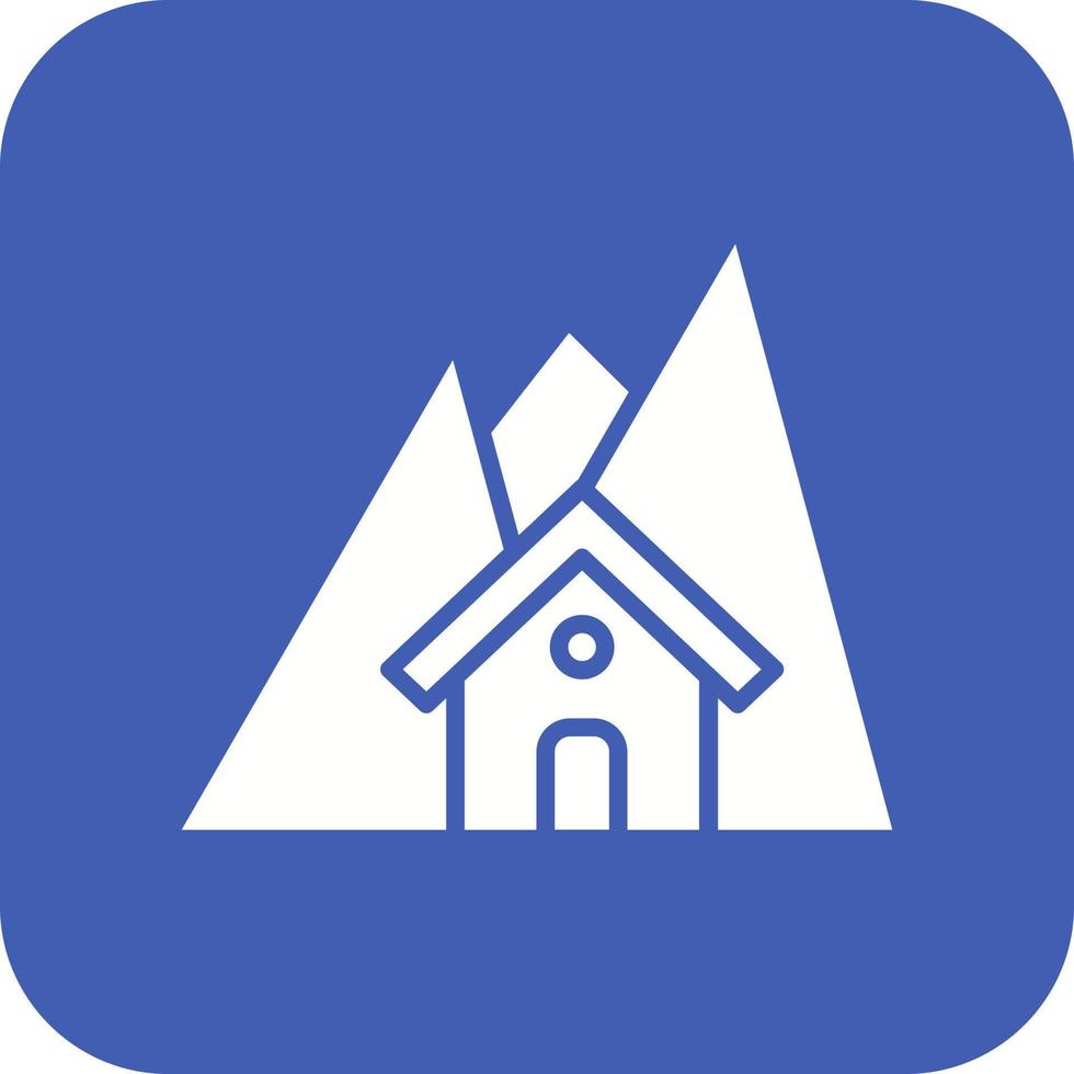 berg huis glyph ronde hoek achtergrond icoon vector