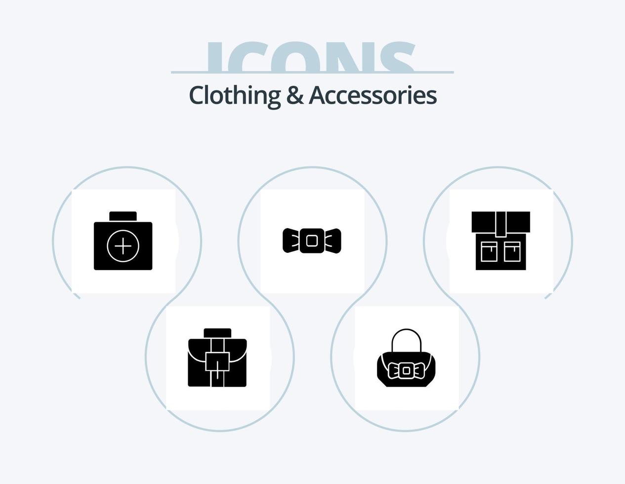 kleding en accessoires glyph icoon pak 5 icoon ontwerp. . mode. medisch. tas. hipster vector