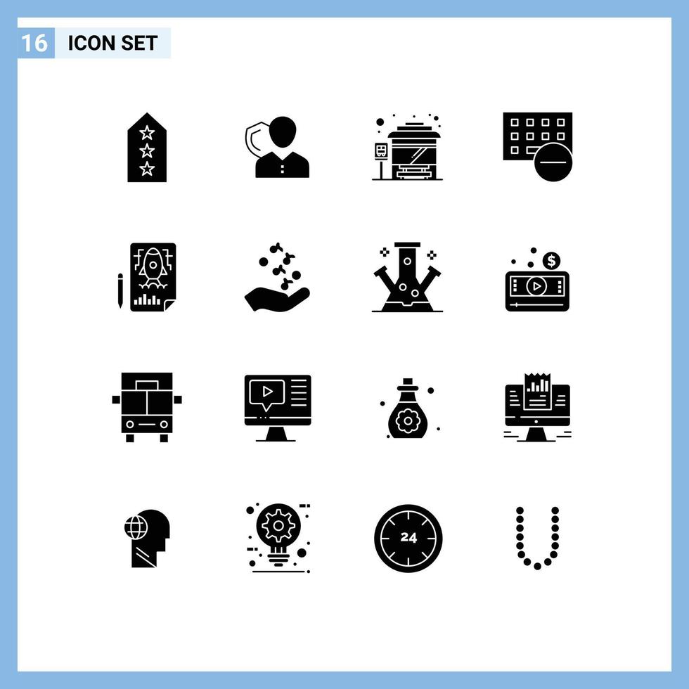 16 gebruiker koppel solide glyph pak van modern tekens en symbolen van apparaatje computers persoon stad bus terminal bus bewerkbare vector ontwerp elementen