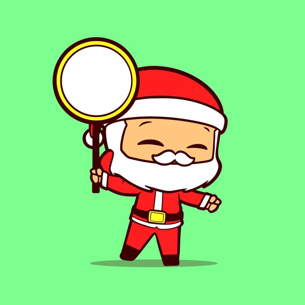 vector karakter van de kerstman claus Holding een cirkel bord