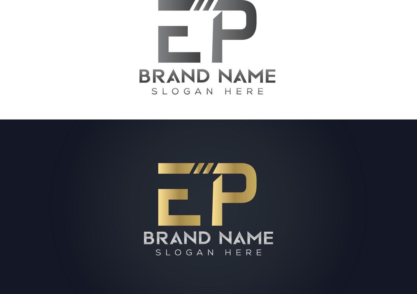 brief e p typografie vector logo ontwerp