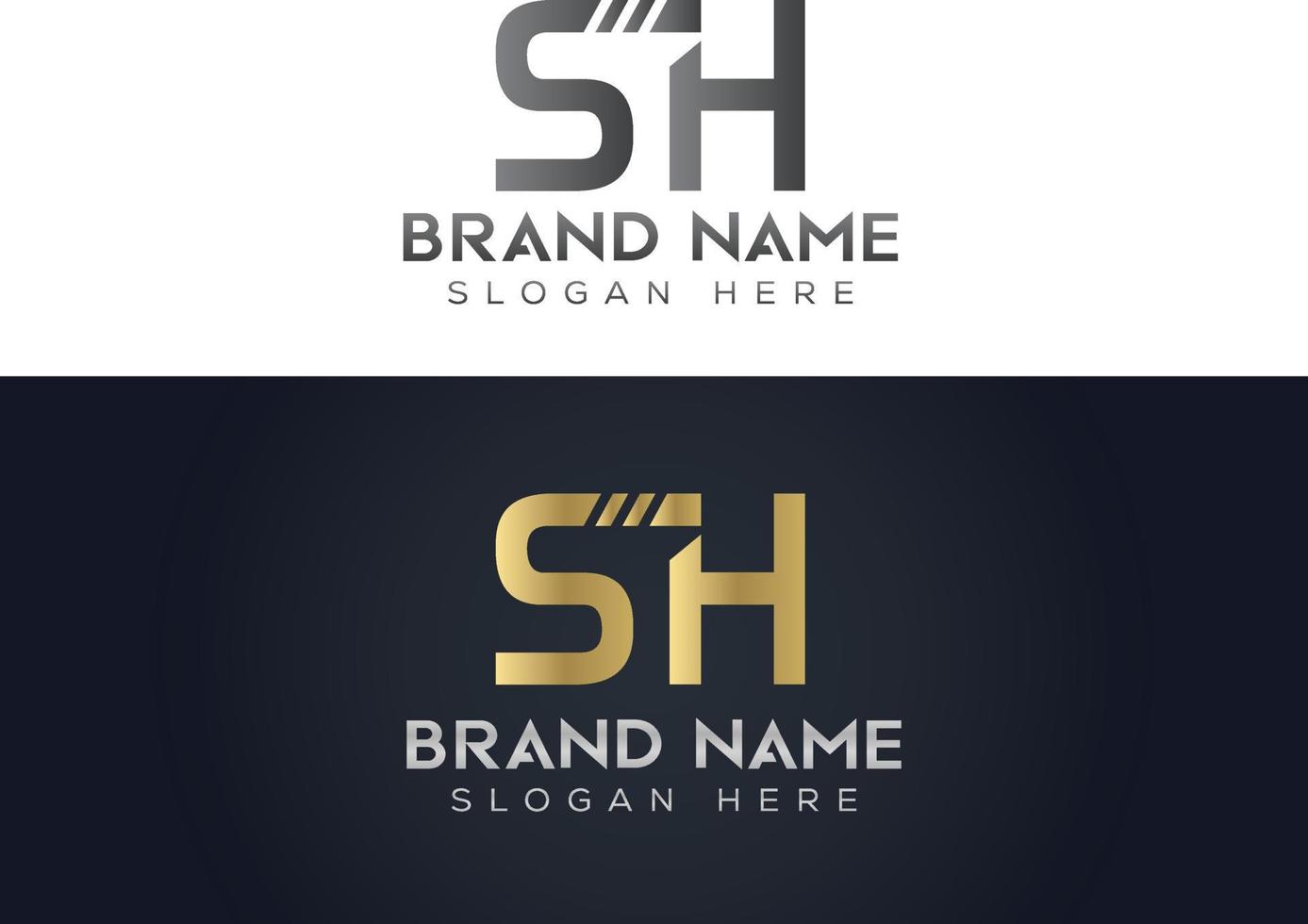 brief s h typografie vector logo ontwerp