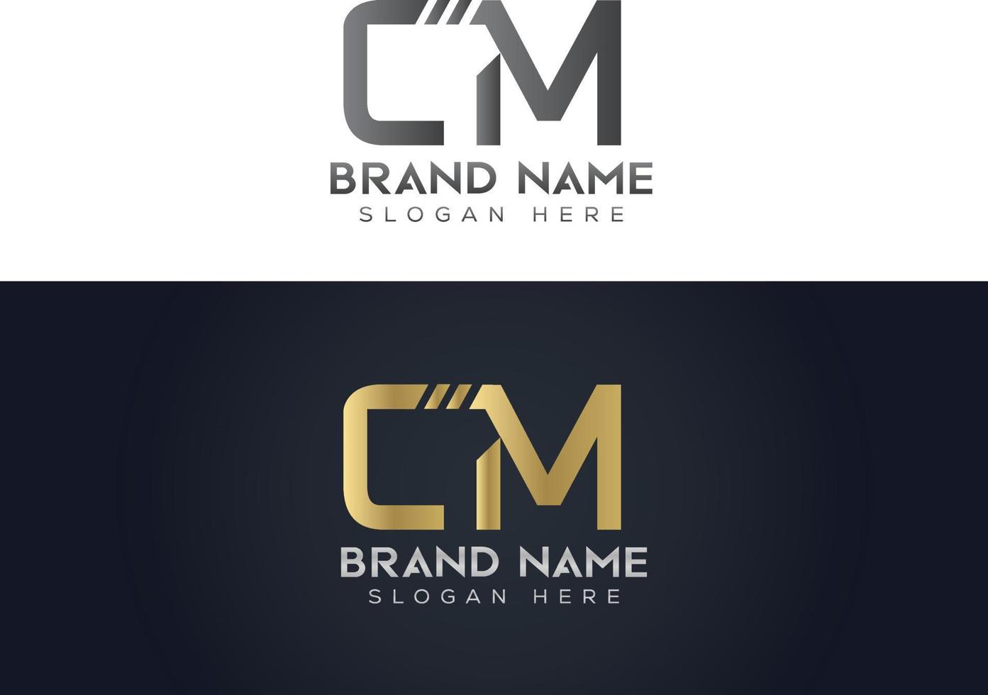 brief c m typografie vector logo ontwerp