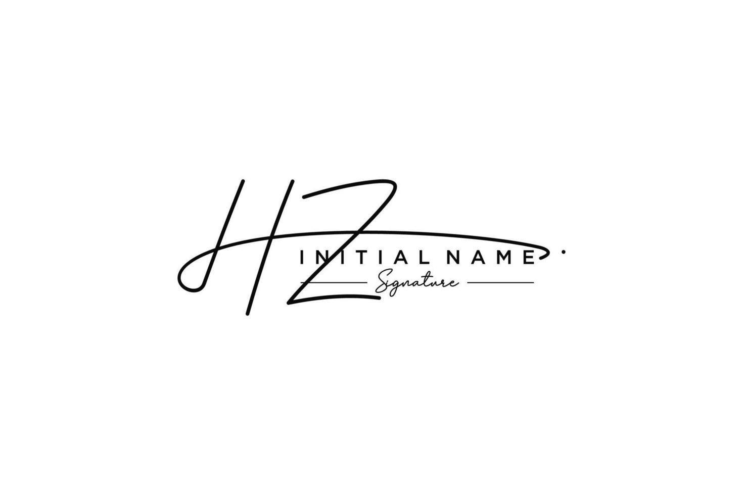 eerste hz handtekening logo sjabloon vector. hand- getrokken schoonschrift belettering vector illustratie.