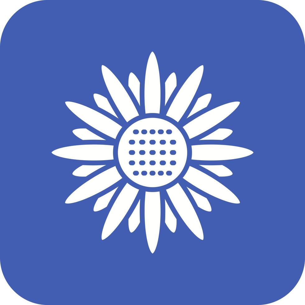 zonnebloem glyph ronde hoek achtergrond icoon vector