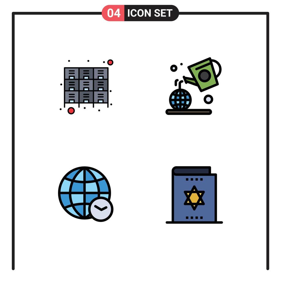 voorraad vector icoon pak van 4 lijn tekens en symbolen voor kabinet wereldbol bestanden dag web bewerkbare vector ontwerp elementen