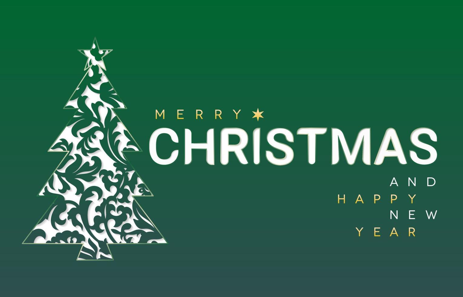 laser besnoeiing Kerstmis boom ornament getijdenwater groen achtergrond, vrolijk Kerstmis boom belettering doopvont voor groet kaarten, banier, folder, scherm het drukken met minimalistische ornament sjabloon ontwerp achtergrond vector