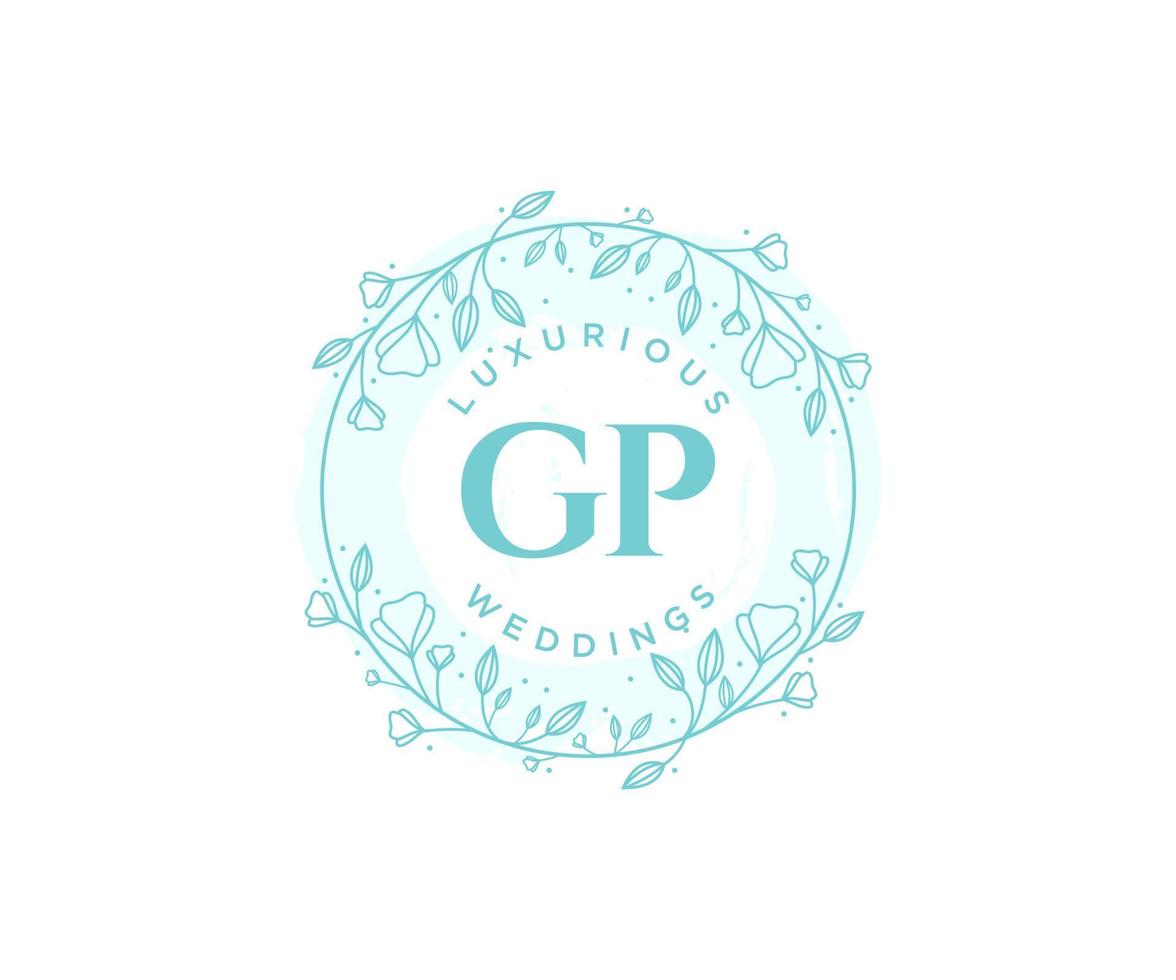 gp initialen brief bruiloft monogram logos sjabloon, hand- getrokken modern minimalistisch en bloemen Sjablonen voor uitnodiging kaarten, opslaan de datum, elegant identiteit. vector