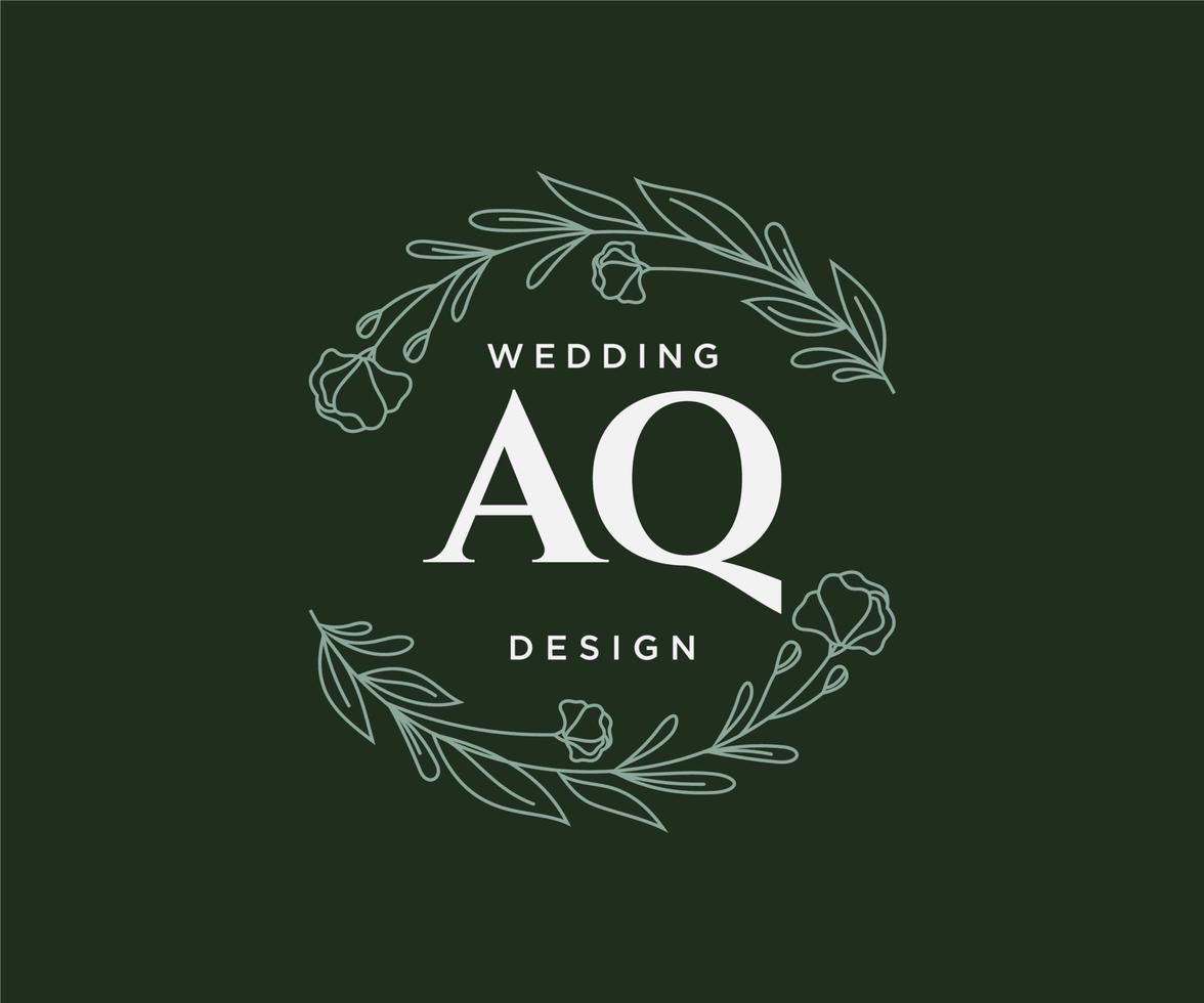 aq initialen brief bruiloft monogram logos verzameling, hand- getrokken modern minimalistisch en bloemen Sjablonen voor uitnodiging kaarten, opslaan de datum, elegant identiteit voor restaurant, boetiek, cafe in vector