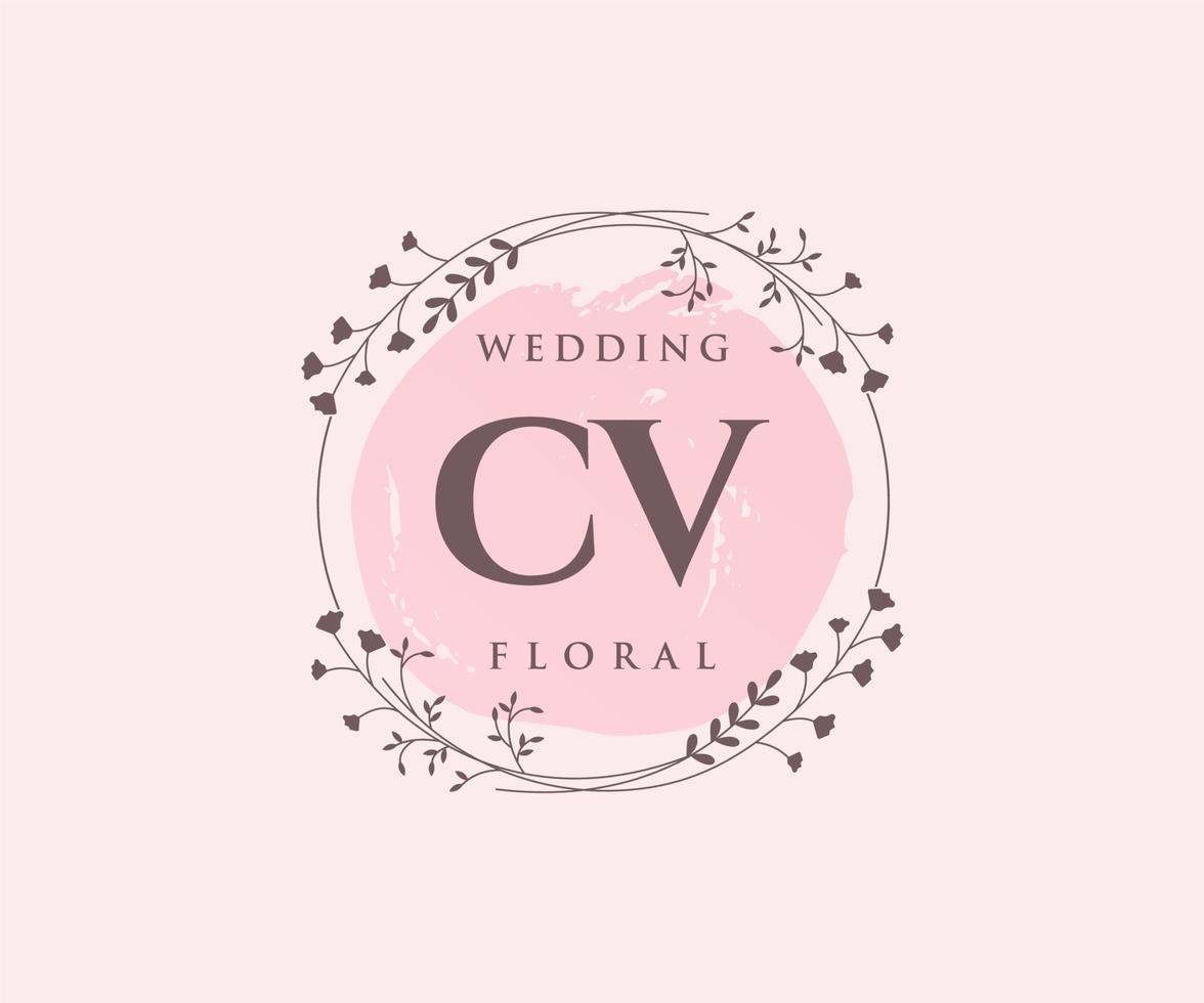 CV initialen brief bruiloft monogram logos sjabloon, hand- getrokken modern minimalistisch en bloemen Sjablonen voor uitnodiging kaarten, opslaan de datum, elegant identiteit. vector