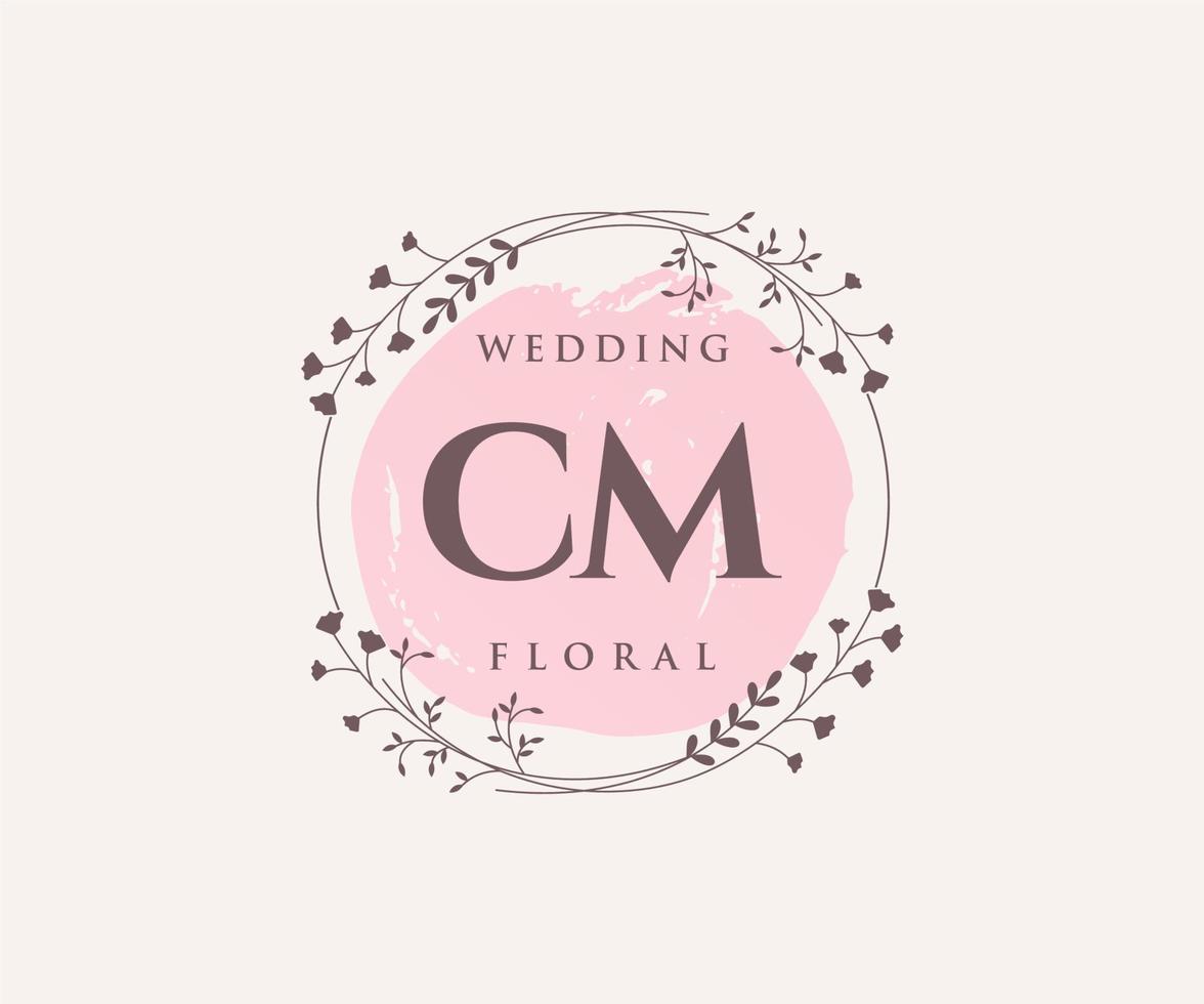 cm initialen brief bruiloft monogram logos sjabloon, hand- getrokken modern minimalistisch en bloemen Sjablonen voor uitnodiging kaarten, opslaan de datum, elegant identiteit. vector