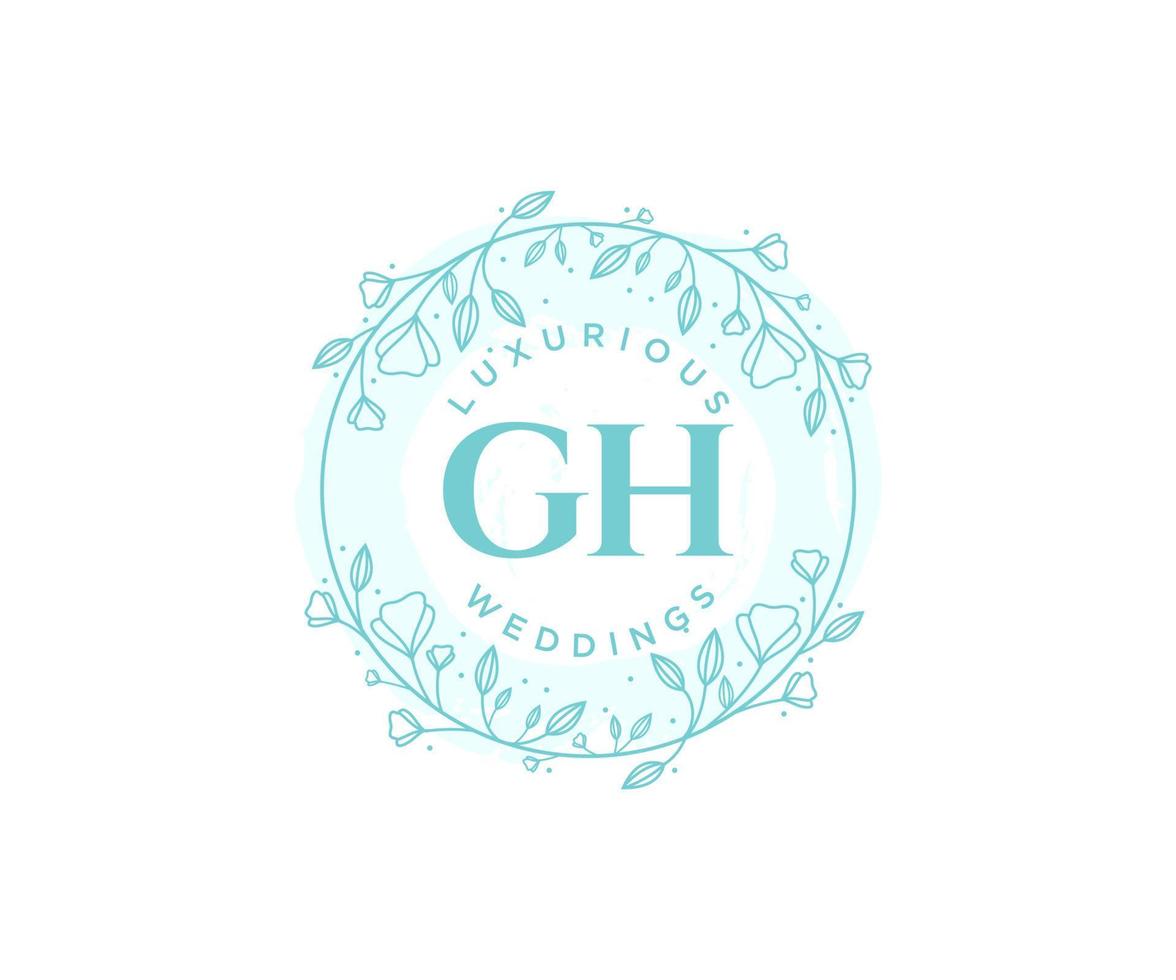 gh initialen brief bruiloft monogram logos sjabloon, hand- getrokken modern minimalistisch en bloemen Sjablonen voor uitnodiging kaarten, opslaan de datum, elegant identiteit. vector