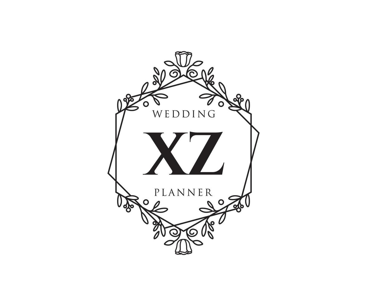 xz initialen brief bruiloft monogram logos verzameling, hand- getrokken modern minimalistisch en bloemen Sjablonen voor uitnodiging kaarten, opslaan de datum, elegant identiteit voor restaurant, boetiek, cafe in vector