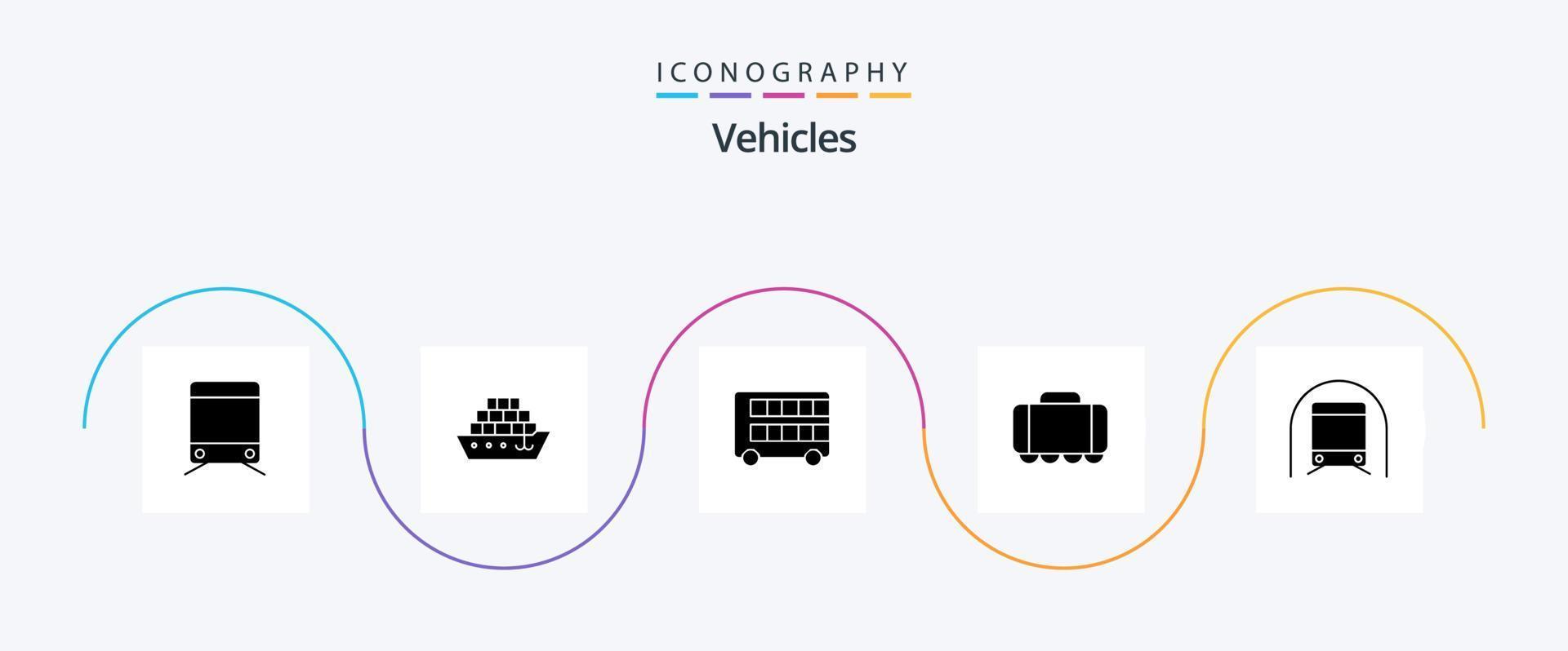 voertuigen glyph 5 icoon pak inclusief vervoer. metro. dubbele. metro. tank vector