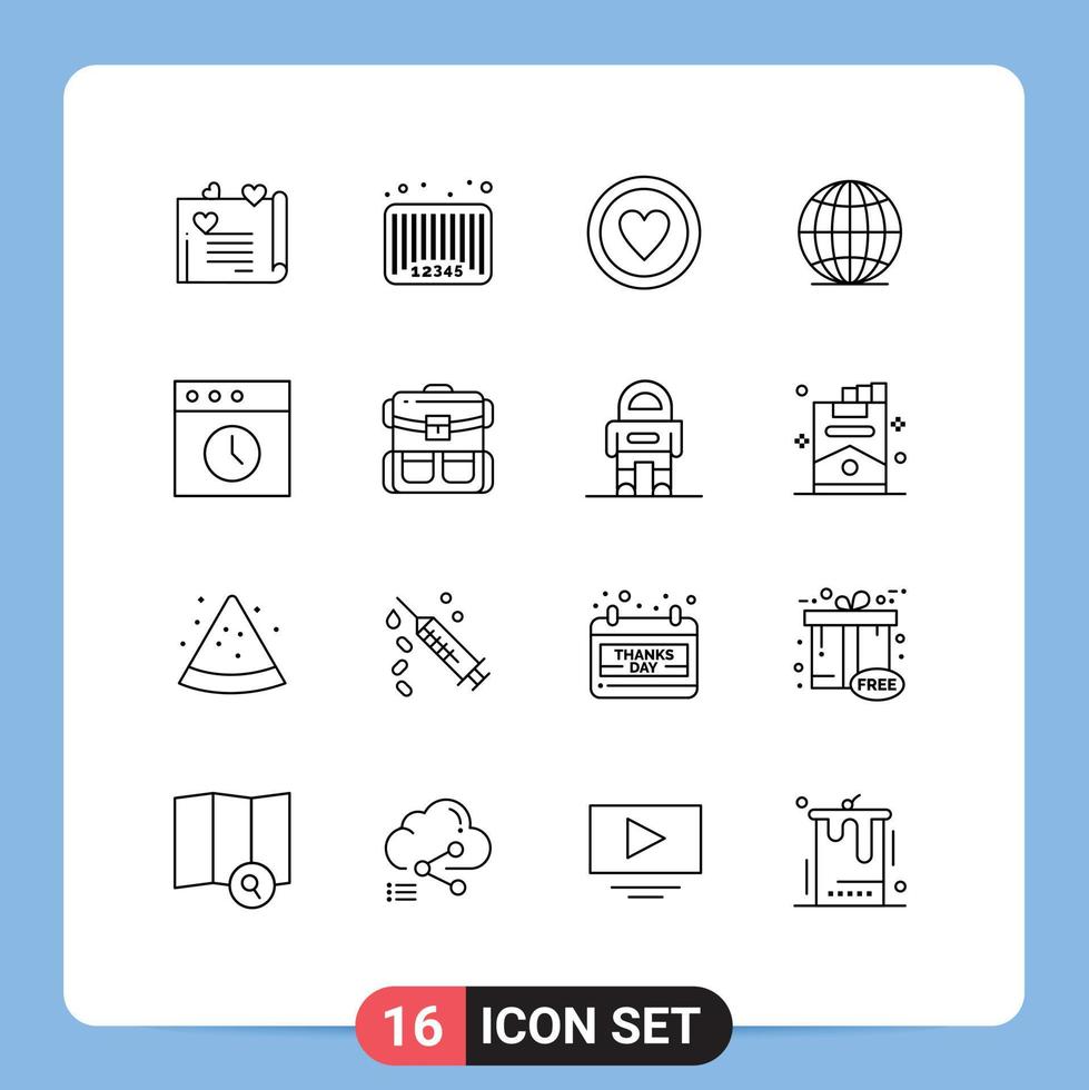 16 creatief pictogrammen modern tekens en symbolen van geschiedenis wereld code wereldbol teken bewerkbare vector ontwerp elementen