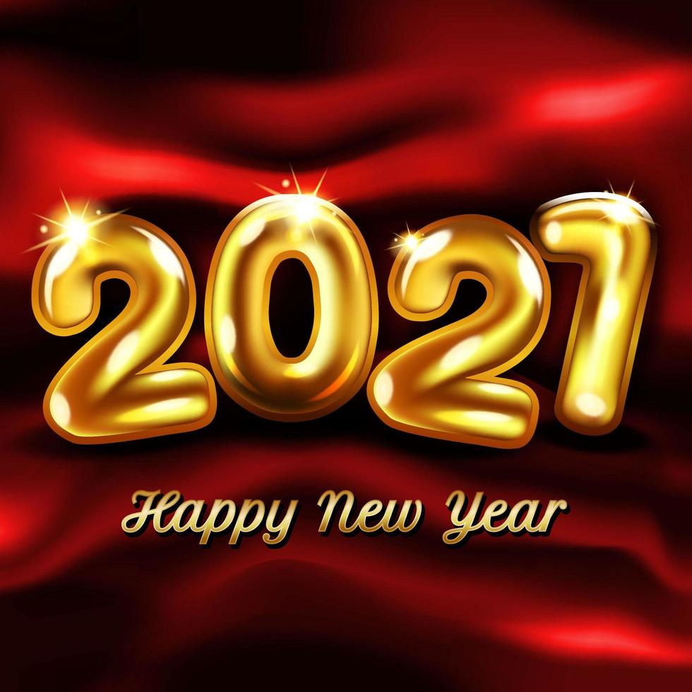 Nieuwjaar 2021 gouden folie ballon achtergrond vector