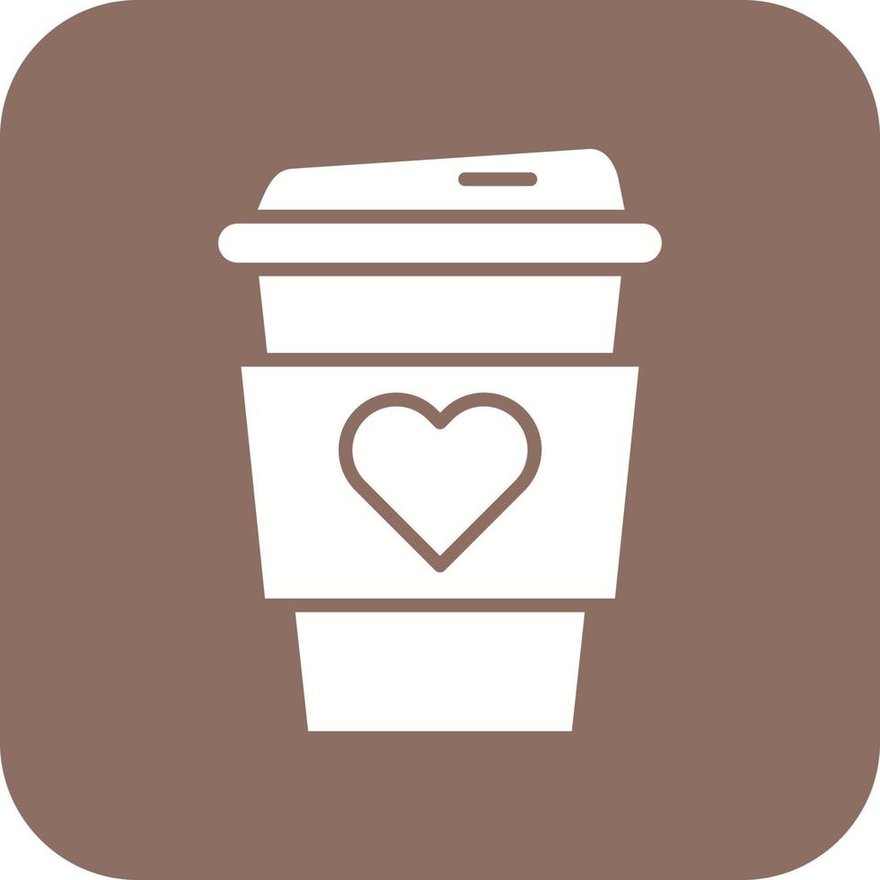 hart koffie glyph ronde hoek achtergrond icoon vector