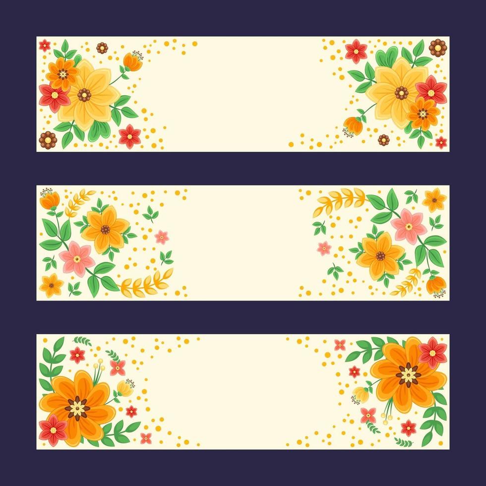 kleurrijke en mooie bloem banner set vector