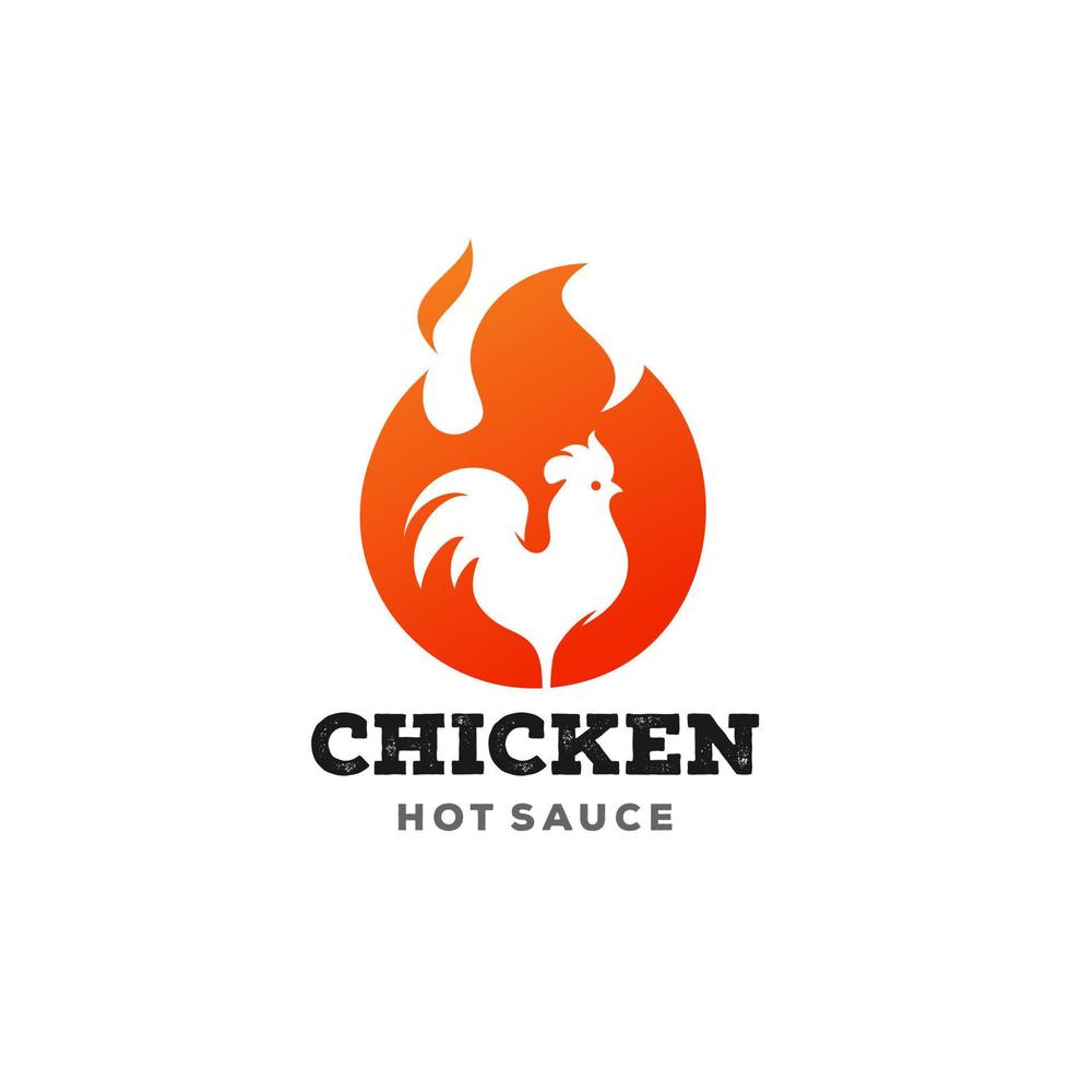 brand kip vlam heet logo vector icoon illustratie, wijnoogst restaurant cafe logo , snel voedsel app icoon